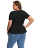 plus Size Short Sleeve Elegant Summer Peplum Tops Women Keyhole Back Casual Ruffle T-shirt Tee Plus Size Clothing Women 6XL 7XL K3W3#