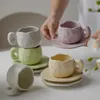 Чашки Блюдца Набор японских кофейных чашек Кружка Керамическая кружка для завтрака Высокая красота Ins Высокоуровневый дизайн ниши