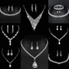 Valuable Lab Diamond Jewelry set Sterling Silver Wedding Necklace Earrings For Women Bridal Engagement Jewelry Gift c9Ez#