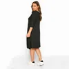 Plus Size Mezza manica Casual Tunica estiva Dr Tasche Frt Allentato Dritto Midi Dr T-shirt nera di grandi dimensioni Dr 6XL 7XL 15aG #