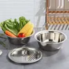 3 pezzi/set grattugie da cucina multifunzionali per formaggio con bacino di scarico in acciaio inossidabile per verdure, frutta, insalata, articoli da cucina