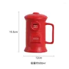 Muggar 500 ml Vintage Mailbox Cup Red Creative Ceramic Mug High Temperatur Motstånd Grön oregelbunden form för kaffegällor