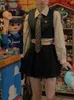 Style japonais Kawaii Uniforme scolaire Coréen Cute Girl Anime Cosplay JK Uniforme 2023 Automne Gilet en tricot et jupe plissée Ensembles E8Jr #