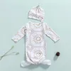 Baby Nightwear com Chapéu Unissex Sun Print Oneneck Manga Longa Pijamas Cap para Crianças Branco 01 Ano Primavera Outono 240325