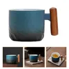Tasses tasse unique bureau tasse à café en céramique expresso S verre céramique poignée en bois thé