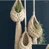 Wandtapijten Rame Touw Plant Muuropknoping Kwastje Bloemenmand Nettas Tapijt Katoen Boho Chi Geweven Kunst Voor Appartement Slaapzaal Drop Delive Dhftq