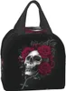 gothic Rose Skull Insulated Lunch Box Reusable Cooler Tote Bag Waterproof Lunch Holder Gift for Women & Men Work Picnic Travel J3Xc#