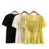 Nouveau 2023 Dames Printemps Eté Plus Taille Tops Pour Femmes Grande Taille Manches Courtes Col En V Jaune T-shirt Chemisier 3XL 4XL 5XL 6XL t6zE #