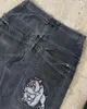 Jnco Jeans Pantaloncini da Uomo Streetwear JNCO Y2K Haruku Hip Hop Cartoon Stampa Grafica Gotico Baggy Denim Palestra Basket da Donna 825