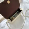 Torba mody kobiety pu skóra czysta kolor sieci Pearl łańcuch crossbody casual damskie małe torebki torebki komunikatorowe