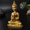 Statuette decorative Statua di Buddha dorato Meditazione Thailandia Scultura Hindu Fengshui Figurine Ornamenti Statue di decorazione del giardino domestico