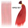 Lisi Girl 합성 색상 I-Tip Feather Hair Extensions 16 인치 10 가닥/팩 여성 고온 섬유 가발 액세서리