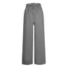 Pantaloni da donna a gamba larga in lino per donna con coulisse in vita elastica pantaloni casual larghi 2024 Summer Beach tinta unita lunghi