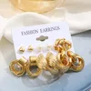 Hoop Earrings Elegant Heart Vintage Alloy Set For Women Classic Stud Jewelry Gift Lightweight Twisted Love