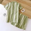 Home Kleding Korte mouwen Shorts Koppels Pyjama Set 2024 Zomer Katoen Lichtgewicht Pyjama-sets Mannen en Vrouwen Casual Ademend Nachtkleding