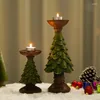 Portacandele Portaalbero di Natale Candeliere di cedro di Natale verde Desktop Soggiorno Ornamenti decorativi Regalo Decorazioni per la casa