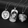 Necklaces Personalized Photo Necklace Engraved Name Heart Necklace For Women Titanium Steel Jewelry Customized Memorial Gift Mother's Day