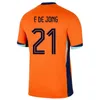 24 25 Soccer Jerseys de Jong Holland 2024 2025 World de Ligt Cup Wijnaldum Klaassen Dumfries Football Shirt Bergwijn Virgil Mens Jersey Kit Fans Player Version