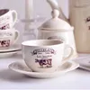 Conjuntos de chá MIDOSHARK Classic Milk Pattern Cerâmica Tarde Tea Cup Set Pot e