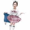 children's jk uniform two-piece medium and large children's skirt suit pleated skirt autumn new college style girl 12 years old x1sa#