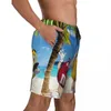 Shorts masculinos vermelho amarelo na praia verão desenhos animados surf calças curtas homens secagem rápida havaí personalizado tamanho grande calções de banho