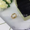 Designer Van Van Pure Silver 925 Ring Lucky Flower Signature Womens 18K Goldoscopio Placted Ball Ball Couple Wedding Edition High Edition