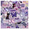 Envoltório de presente 50/100pcs ins novidade desenhos animados bonito kawaii roxo série adesivos pvc decalques à prova d'água para crianças meninos meninas brinquedos presentes