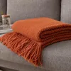 Filtar Morandi Orange Tassel Stickad filt Mjukt varmt kast Tupplur för soffan Sofa Office Bed Camping Traveling