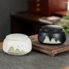 Bouteilles de stockage pot en céramique chinois avec couvercle boîte à thé noir blanc café Portable bonbons chambre bijoux récipient de cuisine