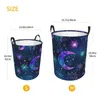 Çamaşır çantaları kirli kıyafetler için katlanabilir sepet galaksisi ay yıldızlı yıldız depolama engelleri çocuklar bebek ev organizatör