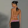 Y2k sexy zomerjurk kant gesplitst hol halter backless split lange jurken voor dames resortkleding