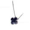 Designer Brand Van High Version Clover Necklace 925 Pure Silver Plated 18K Natural Peter Blue Shining Stone Live