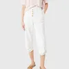 Women's Pants Trousers 2024 Spring Summer Casual Solid Colour Seven Points Fashion High Waist Elastic Button