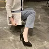 Robe chaussures pompes femme talons hauts femmes bureau stiletto daim dames chaussures taille 34-43 sexy zapatos de mujer 2024