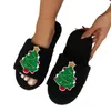 Slippers Christmas Tree Warm Winter Cotton Slipper Lovers Men And Women Thick Soft Sole Shoes Thickened Non-slip Flat Footwear