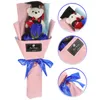 Decorative Flowers Mini Stuffed Bear Bouquet Graduation Po Props Fake Flower Boquet Graduates Gift Banquet Cloth