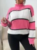 OneLink Women's Sweater Autumn Plus Size Oversize Clothing Sticking Wide White Pink Rands Pullover Turtleneck LG Sleeve Tops A3OI#