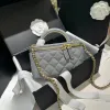 7A Qualità Con specchio Borsa da donna Borsa per trucco Borsa per trucco in pelle di pecora di alta qualità Maniglia a reticolo diamantata Vanity Box Tote Borse a tracolla Cosmetici