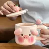 Tasses tasse avec couvercle cuillère mignon cochon Animal en céramique café thé lait tasse Couple cadeau d'anniversaire femmes amis amoureux