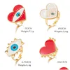 Yan taşlarla Avrupa ve Amerikan Modası Enamed Red Heart Love Ring Creative 18K Glod Evil Göz Ayarlanabilir Takı Damlası Teslimat DHG0S