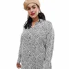plus Size Spring Autumn Leopard Print Shirt Women Lg Sleeve Black And White Casual Shirt Large Size Loose Blouse Shirt 6XL 7XL G0Za#