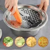 3Pcs/Set Multifunctional Kitchen Graters Cheese with Stainless Steel Drain Basin for Vegetables Fruits Salad Kitchen Items