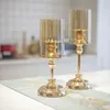 Candle Holders Gold Candlestick Holder ze szklaną okładką domowy retro przy świecach obiad romantyczny wystrój ślubny