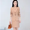 Robes de travail Printemps Automne Femmes Blazers Robe Deux Pièces Ensemble Coréen Bureau Dame Gracieuse Mince Costume Solide Veste Réservoir Tenues Vêtements De Travail