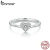 Colar Bamoer 925 Sterling Silver Classic Forma Heart Moissanite Ring for Women noivado Casamento de jóias finas MSR038