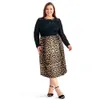 Vintage Plus-Size-Röcke für Frauen, Leopardenmuster, bequem, lässig, hohe Taille, gerade, Stretch-Lg-Rock, 4XL, 5XL, 6XL, 8XLH123 s065#