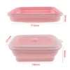 Servies 850ML Rechthoek Lunchbox Schaalbare Opvouwbare Bento Siliconen Box Case Milieuvriendelijke Vers Fruit Container Keuken Tool
