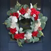 Flores decorativas ao ar livre grinalda de inverno fresco branco e vermelho flor guirlanda porta pendurado festival simulação janela morta ventosas