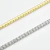 Bransolety Andywen 925 Sterling Srebrny złoto 2 mm Tennis Cubic Zirkonia okrągła bransoletka Bryliant Długotrwała hurtowa bezpłatna wysyłka