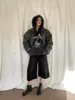 Kadınlar Kot Reddacic Harajuku Grayu Bol Jorts Kadınlar için Düşük Bel Geniş Fırçalı Siyah Kırpılmış Kot Kısa Pantolon Y2K Street Giyim
